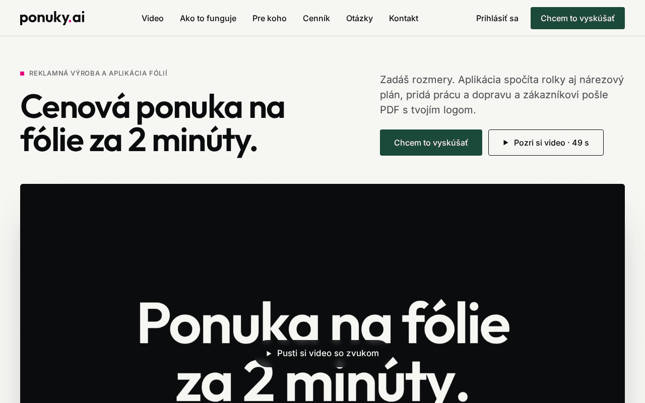 Screenshot of ponuky.ai