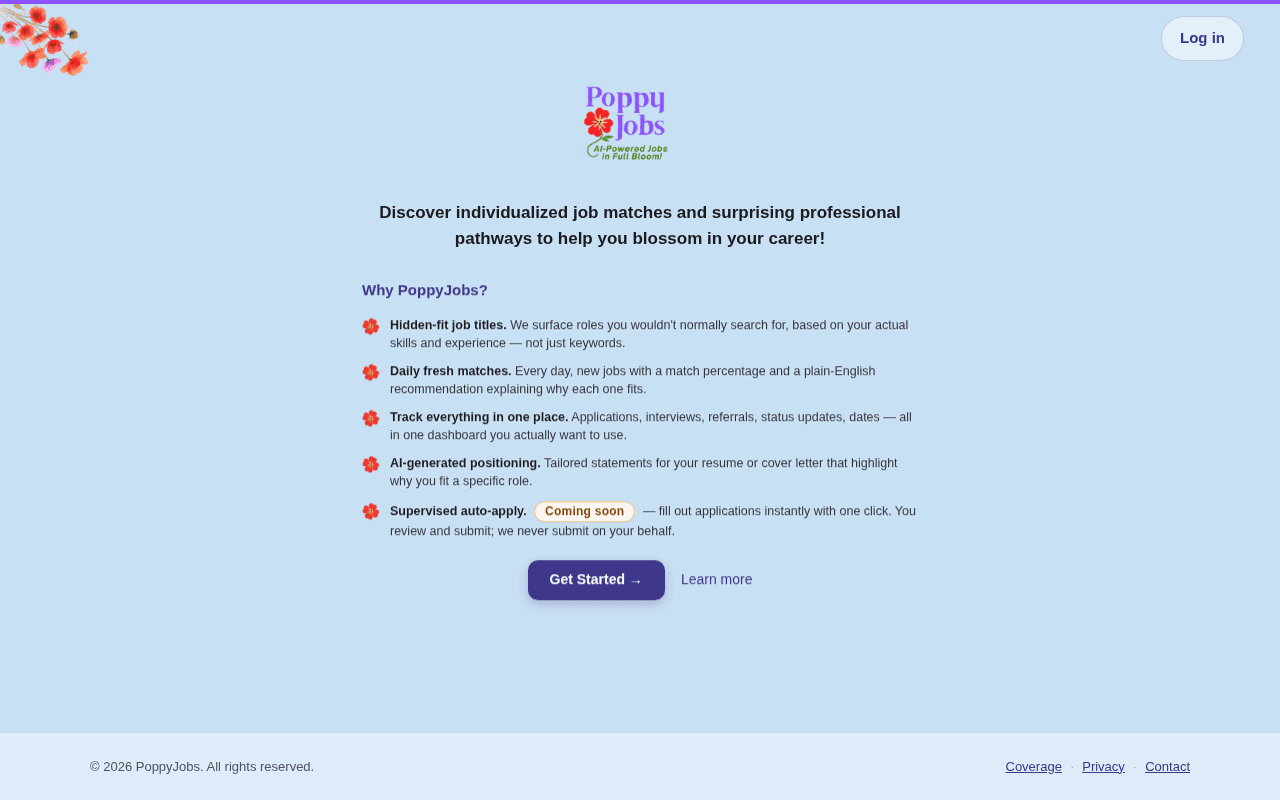 Screenshot of poppyjobs.ai