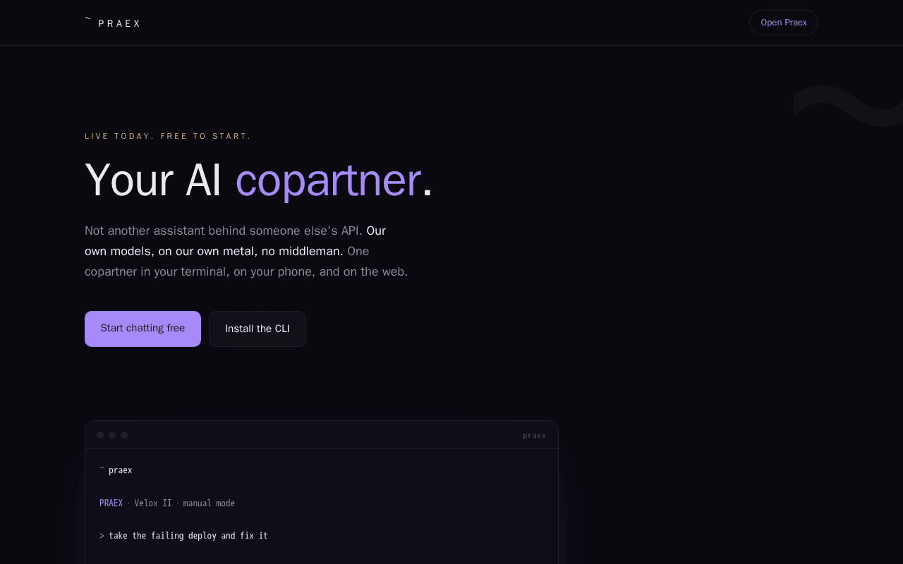 Screenshot of praex.ai