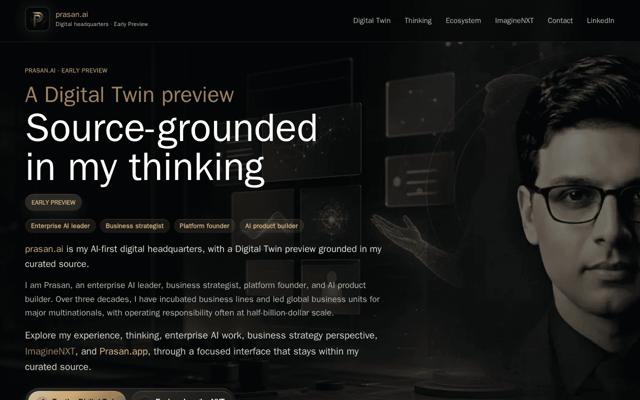 Screenshot of prasan.ai