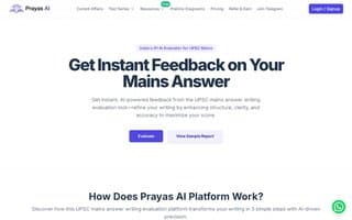 Screenshot of prayas.ai