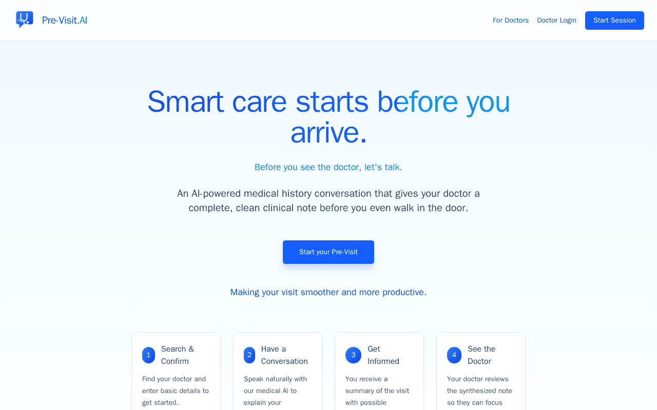 Screenshot of pre-visit.ai