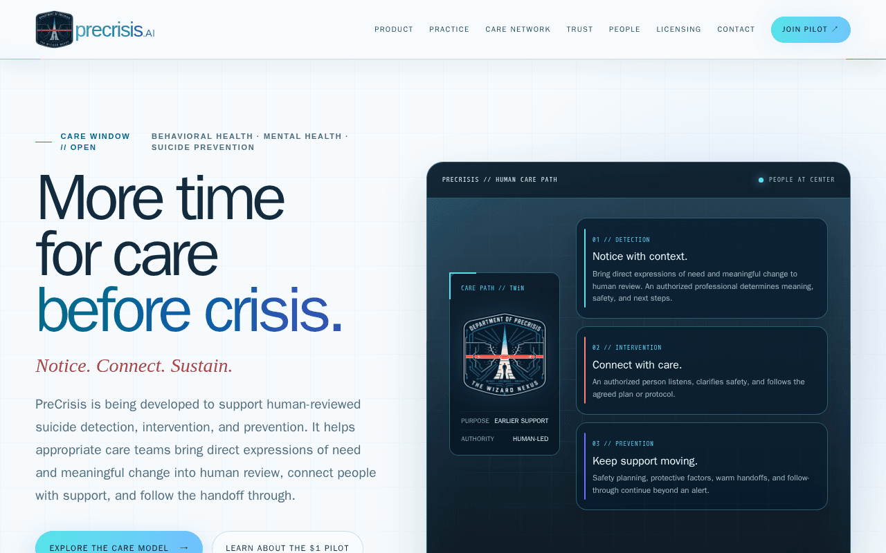 Screenshot of precrisis.ai