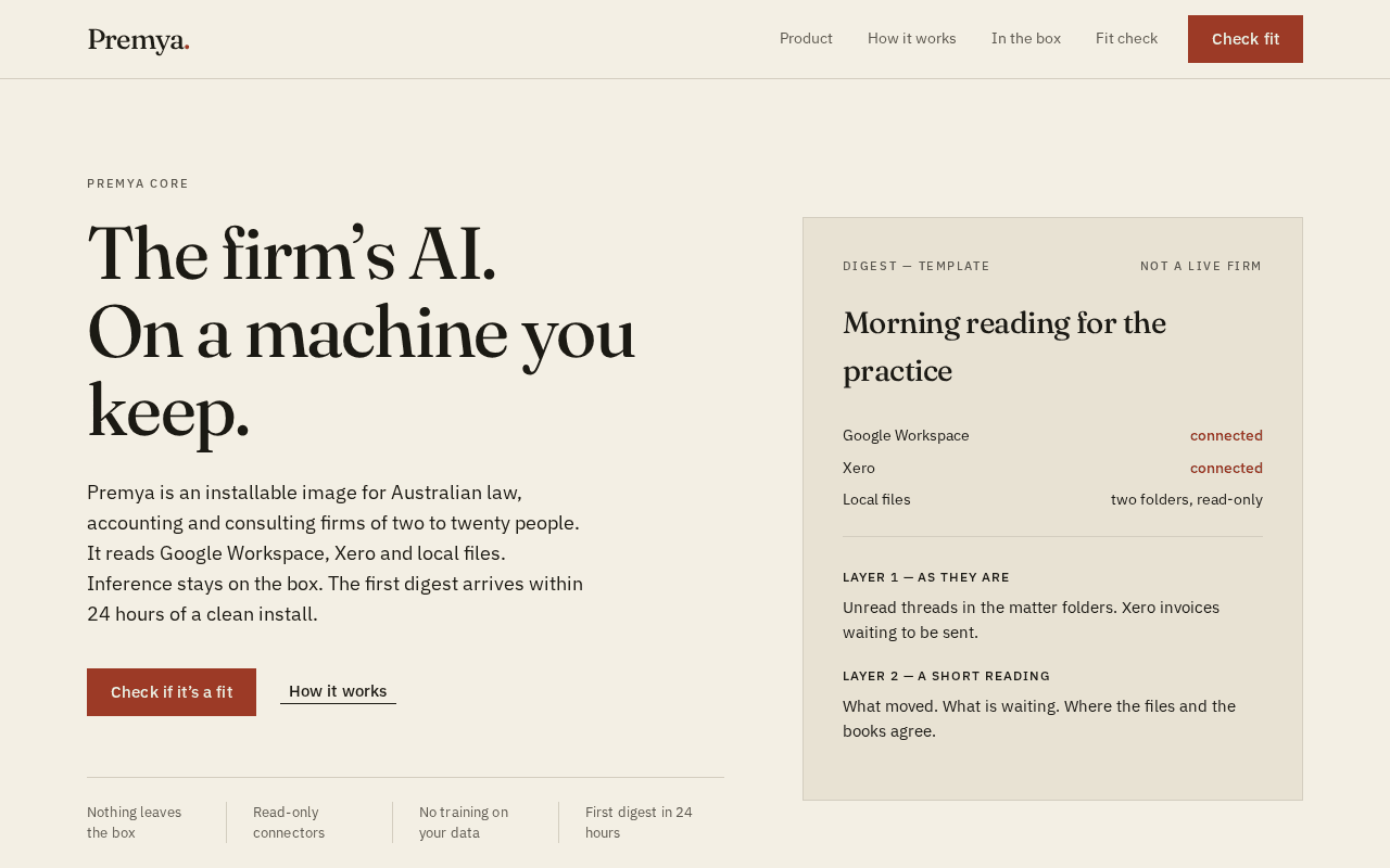 Screenshot of premya.ai