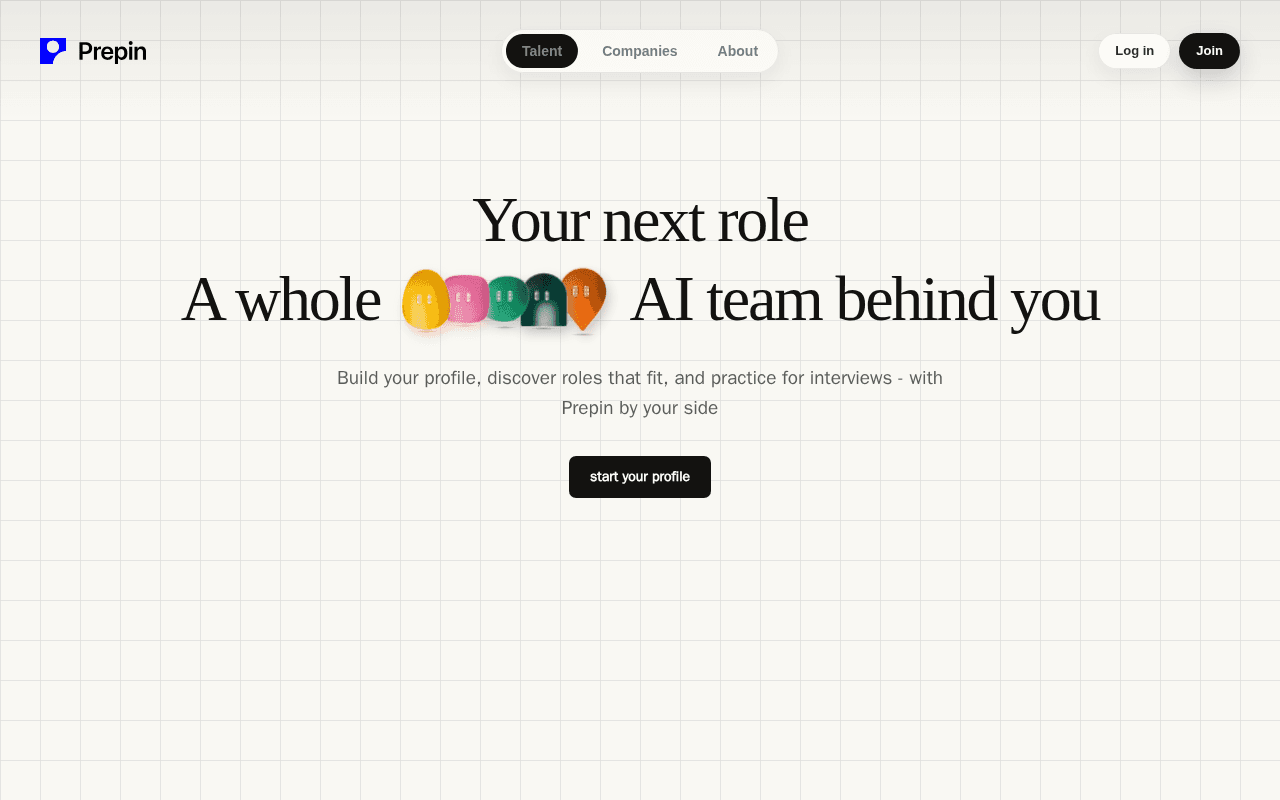 Screenshot of prepin.ai