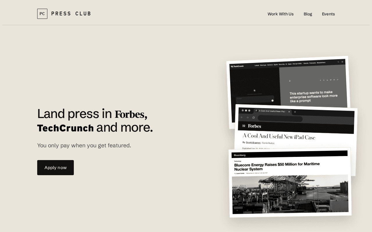 Screenshot of pressclub.ai