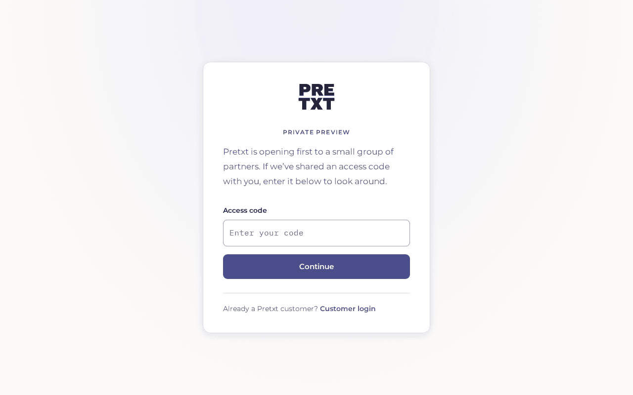 Screenshot of pretxt.ai