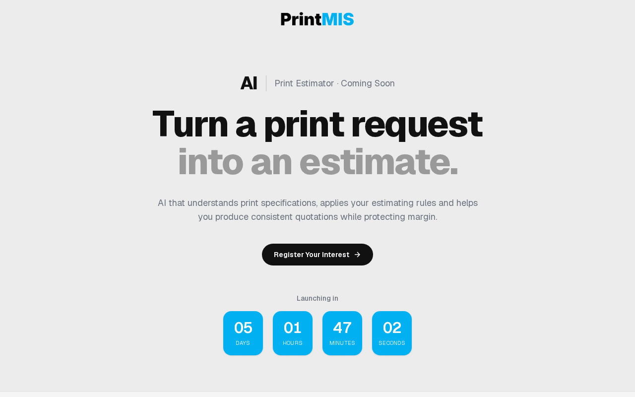 Screenshot of printmis.ai