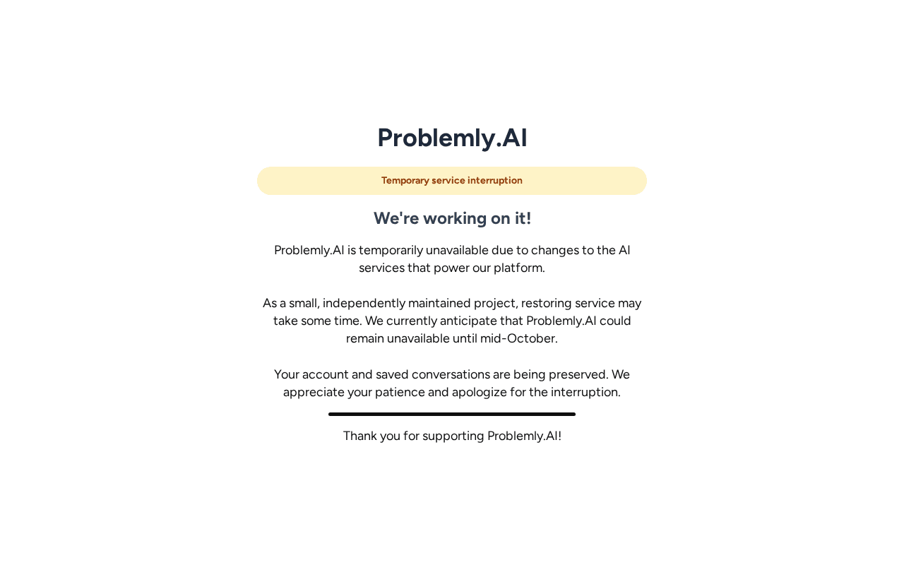 Screenshot of problemly.ai