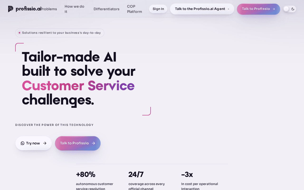 Screenshot of profissio.ai