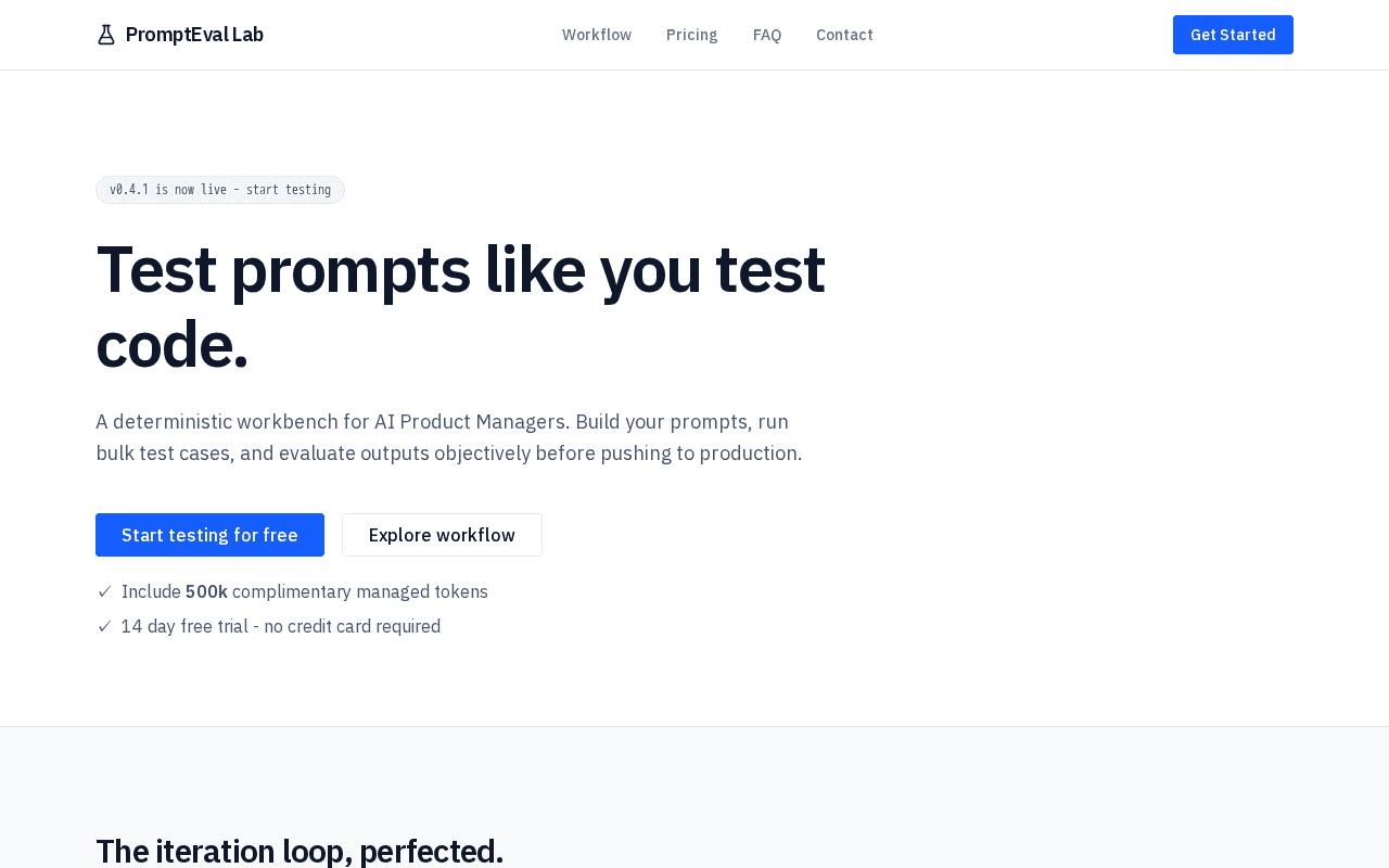 Screenshot of prompteval.ai