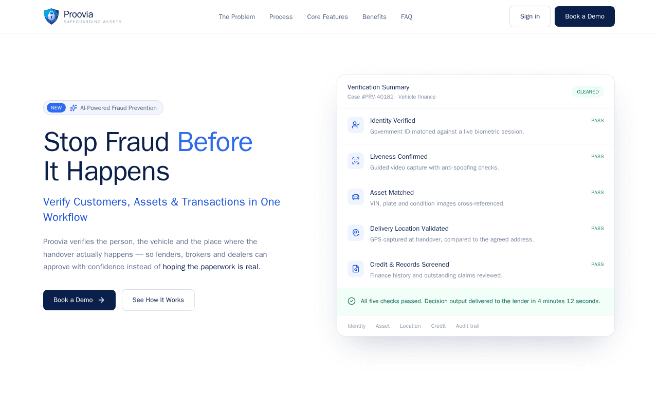 Screenshot of proovia.ai