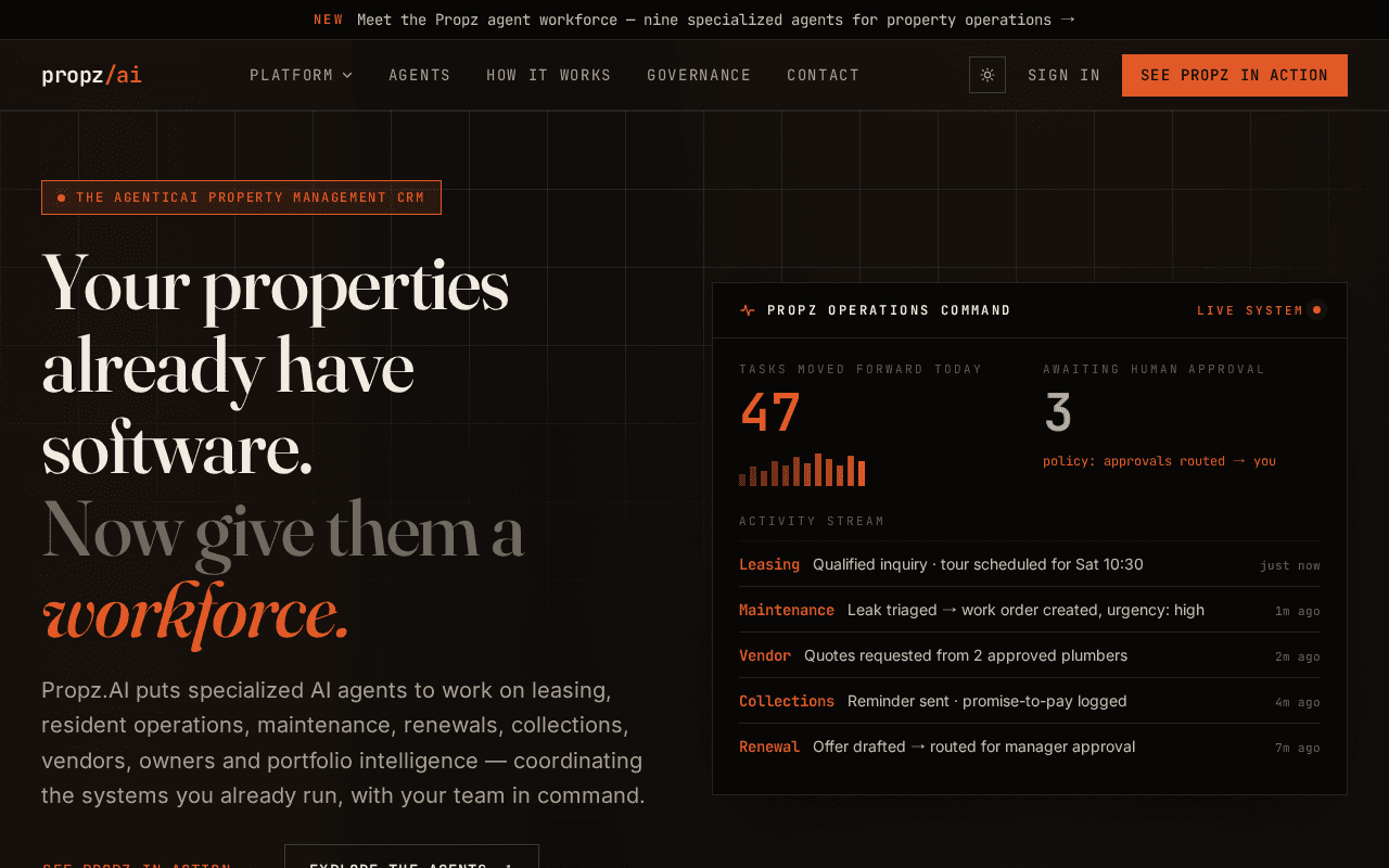 Screenshot of propz.ai