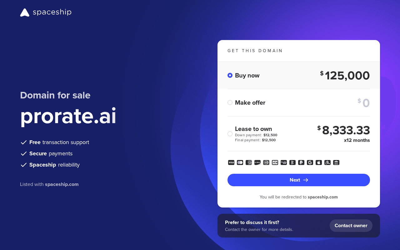 Screenshot of prorate.ai