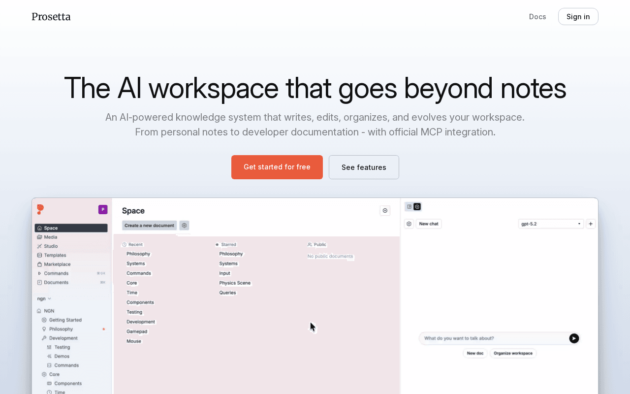 Screenshot of prosetta.ai