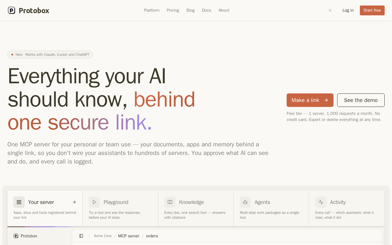 Screenshot of protobox.ai