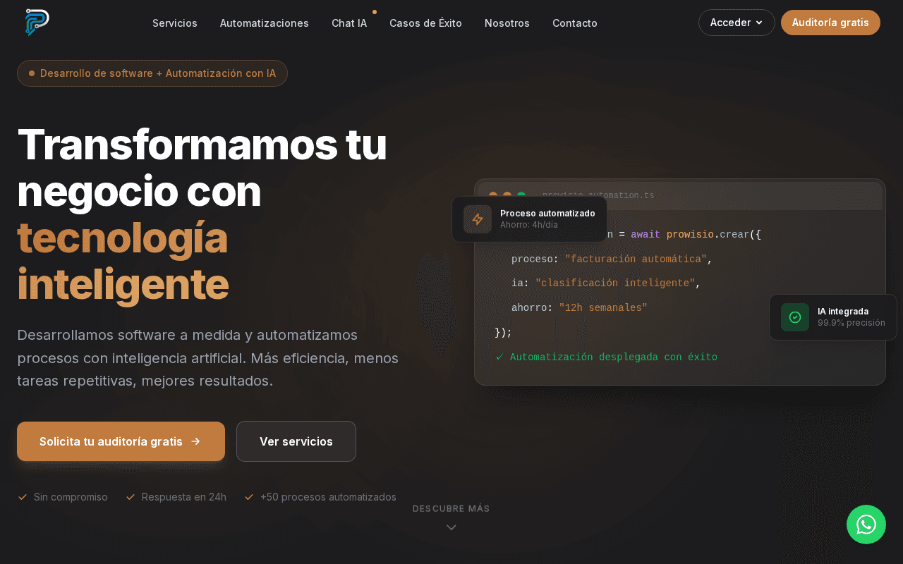 Screenshot of prowisio.ai