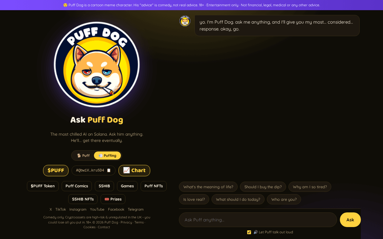 Screenshot of puffdog.ai