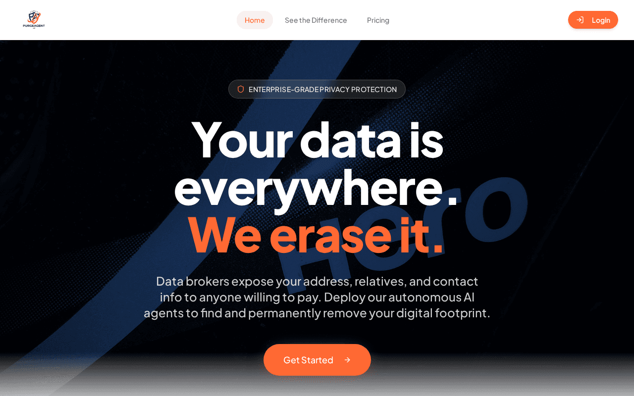 Screenshot of purgeagent.ai