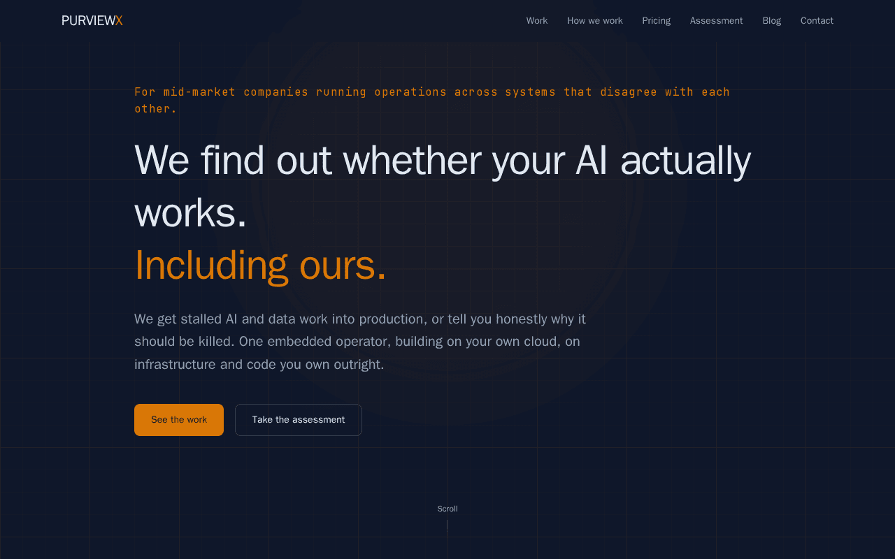 Screenshot of purviewx.ai