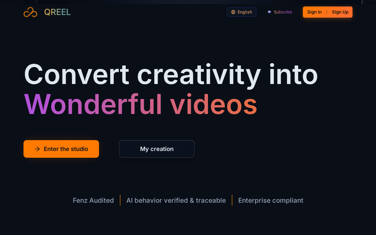 Screenshot of qreel.ai