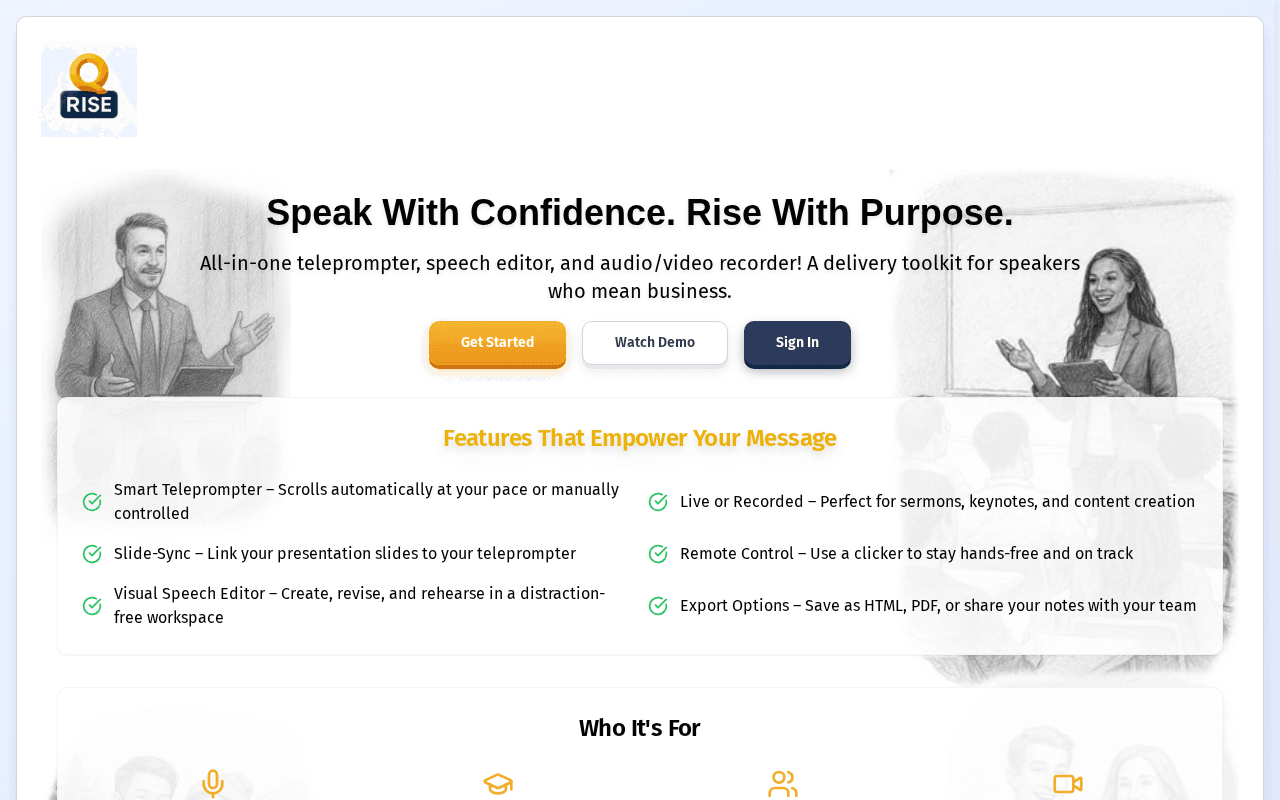 Screenshot of qrise.ai