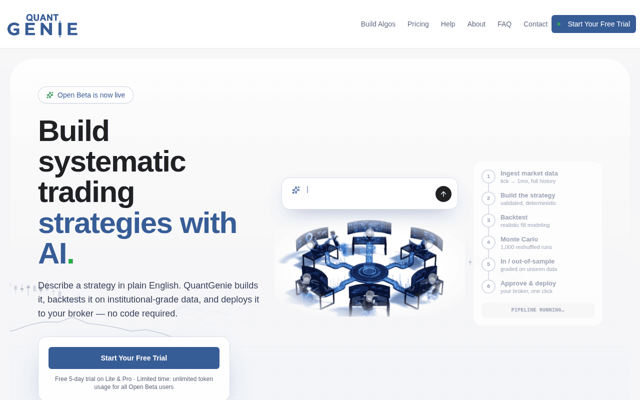Screenshot of quantgenie.ai