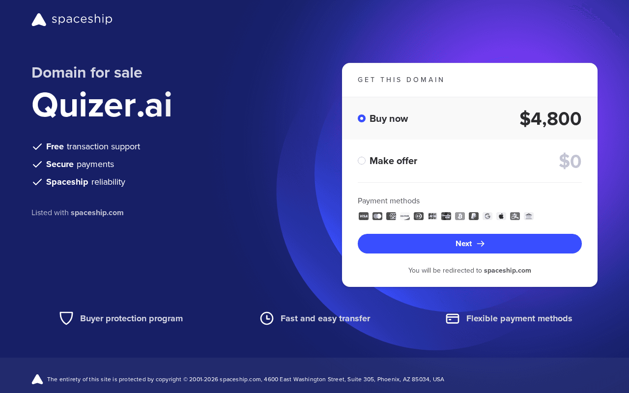 Screenshot of quizer.ai