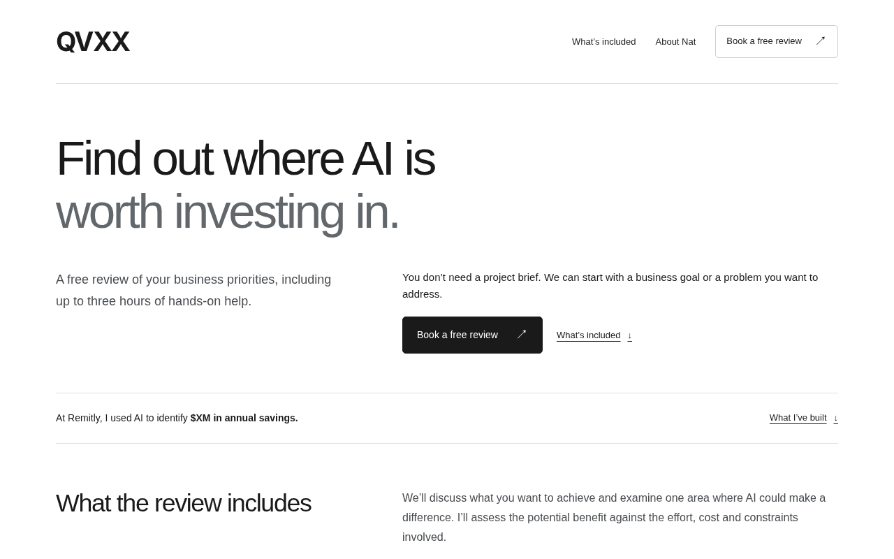 Screenshot of qvxx.ai