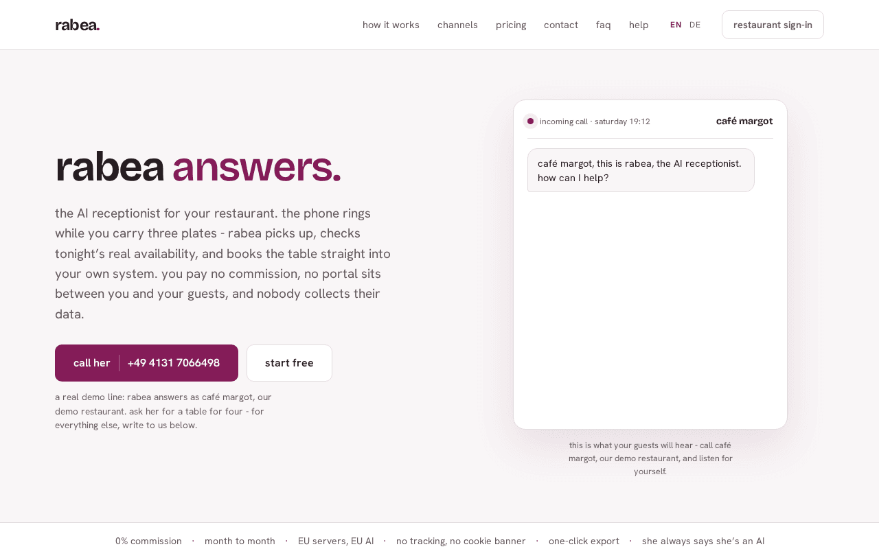 Screenshot of rabea.ai