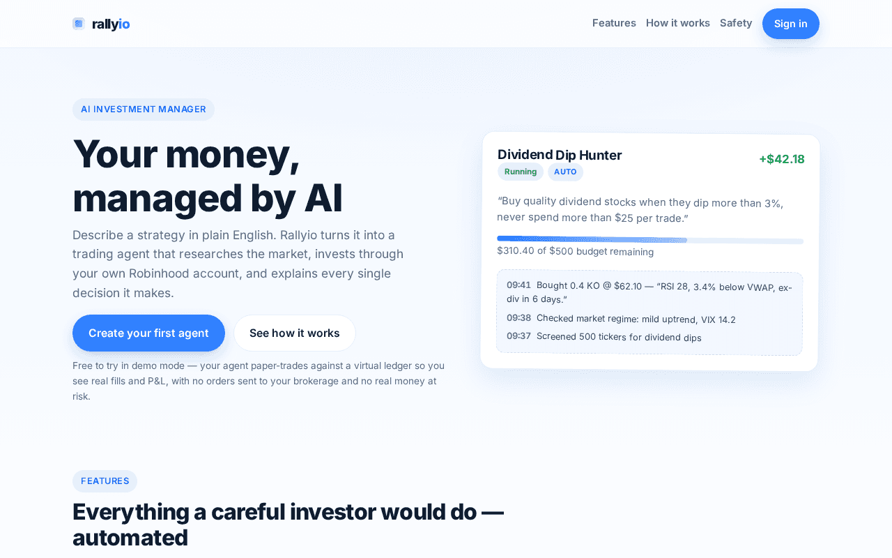 Screenshot of rallyio.ai