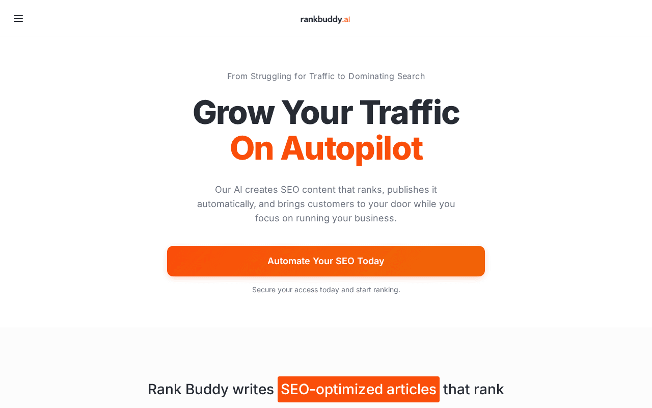 Screenshot of rankbuddy.ai