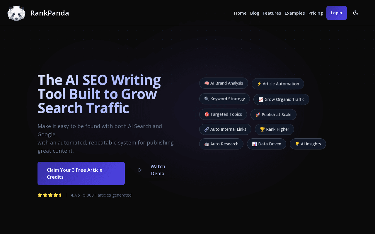 Screenshot of rankpanda.ai