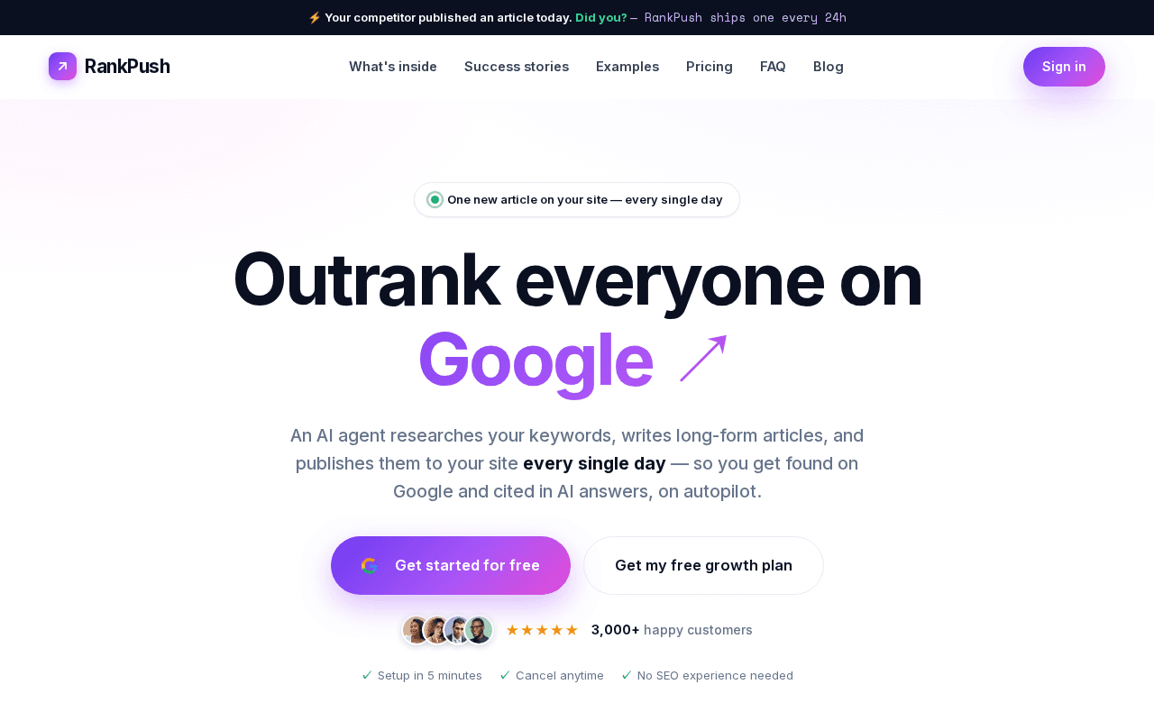 Screenshot of rankpush.ai