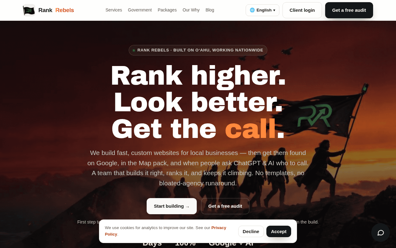 Screenshot of rankrebels.ai