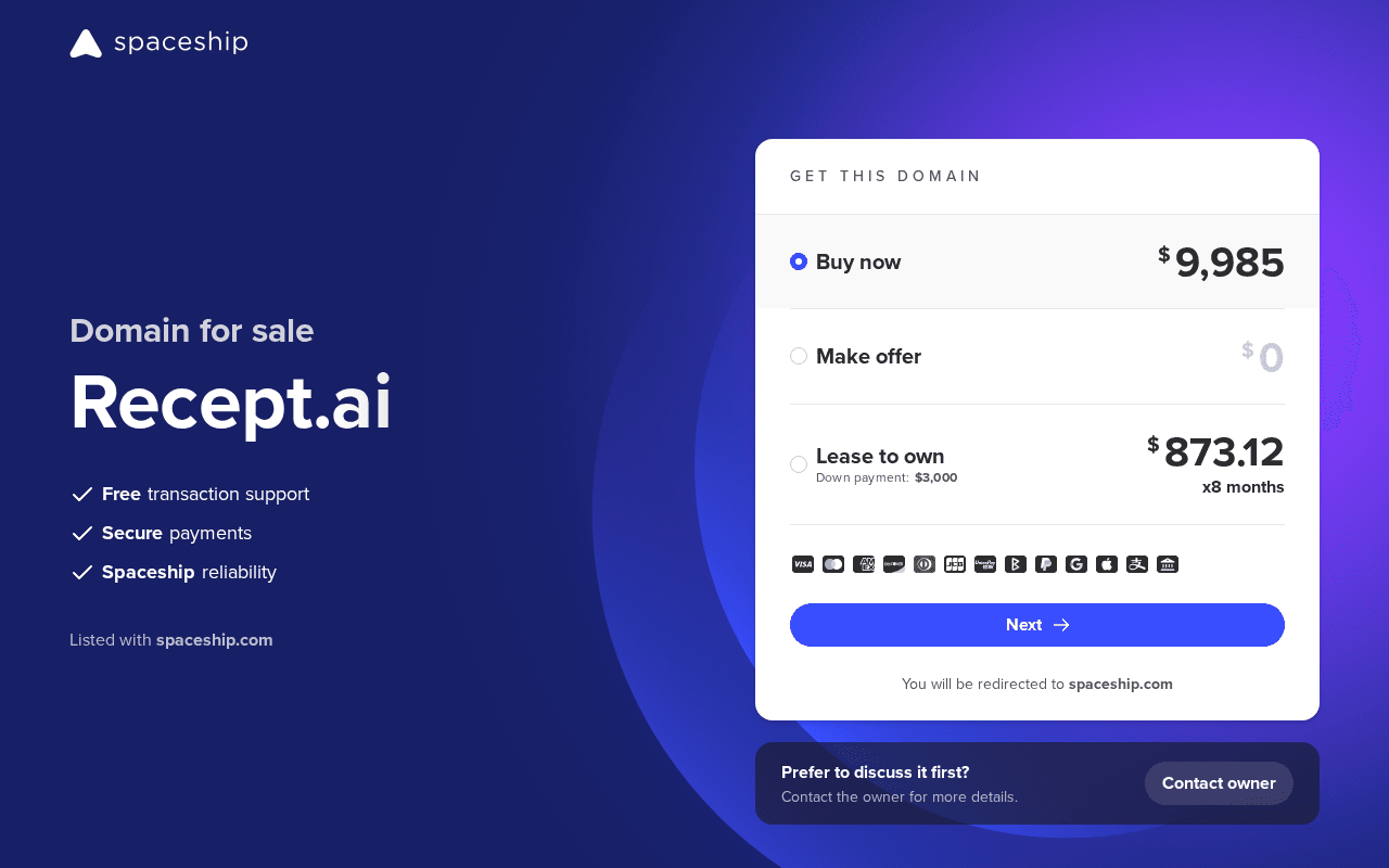 Screenshot of recept.ai