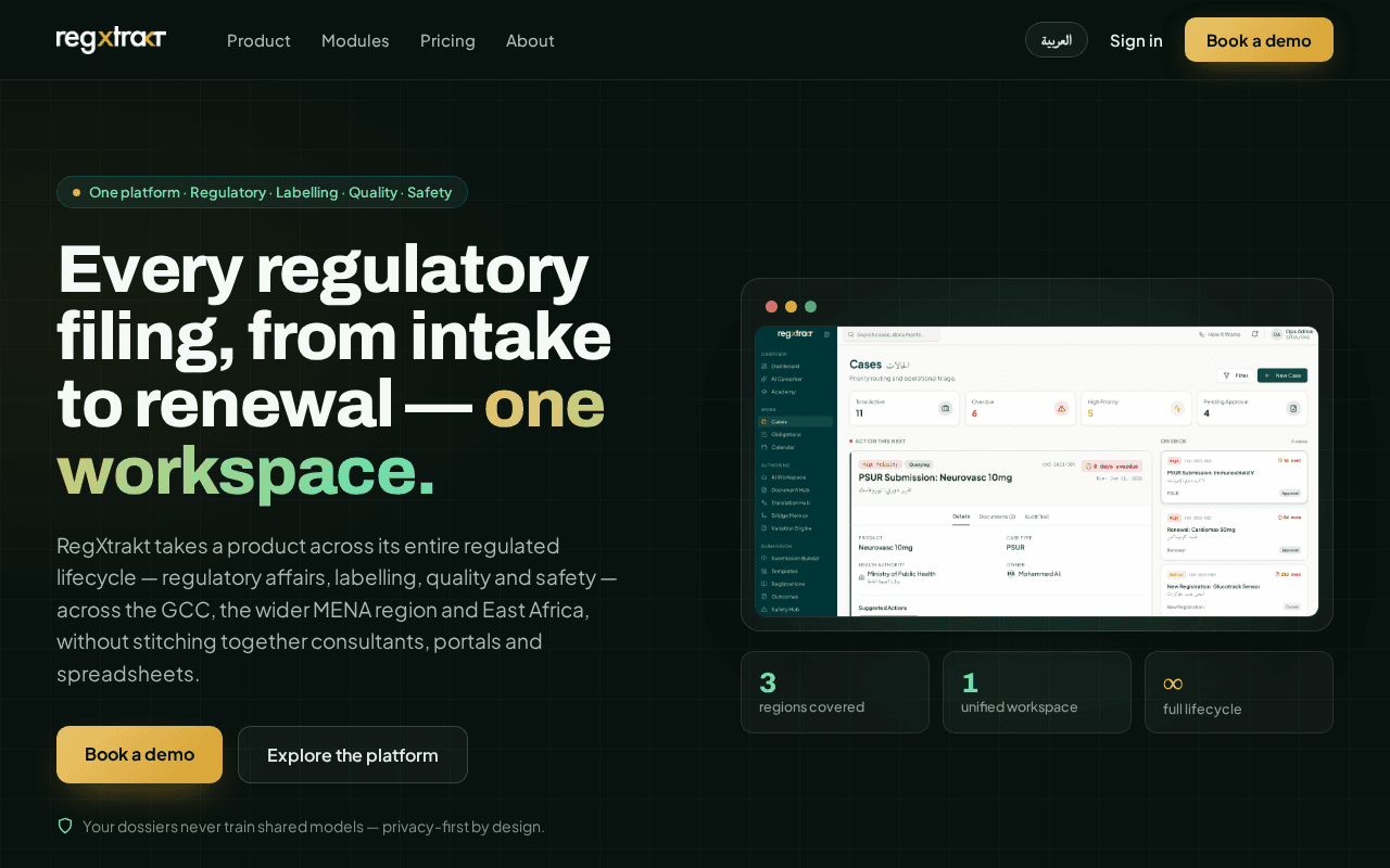 Screenshot of regxtrakt.ai