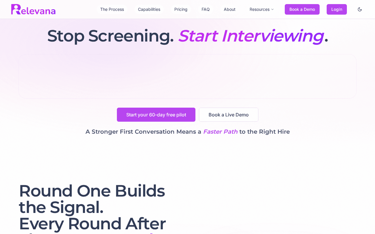 Screenshot of relevana.ai