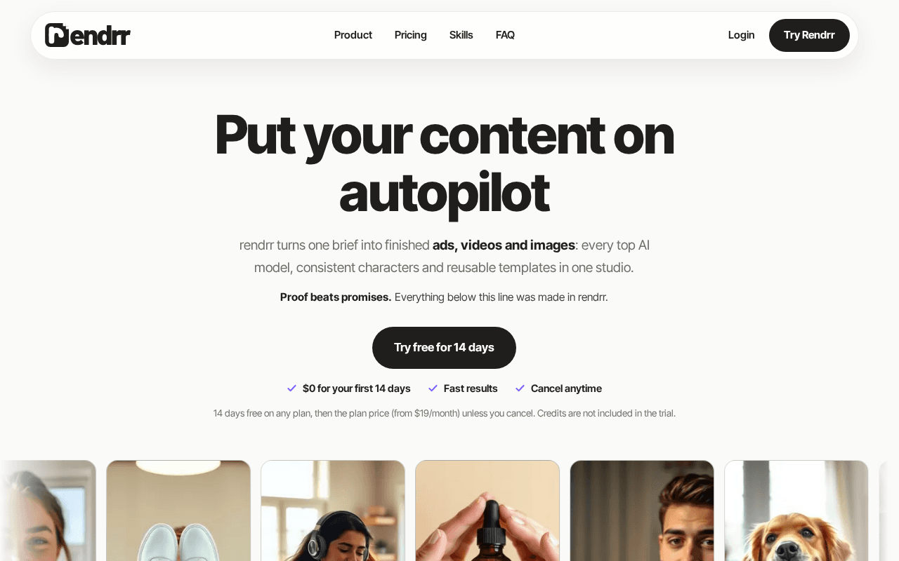 Screenshot of rendrr.ai