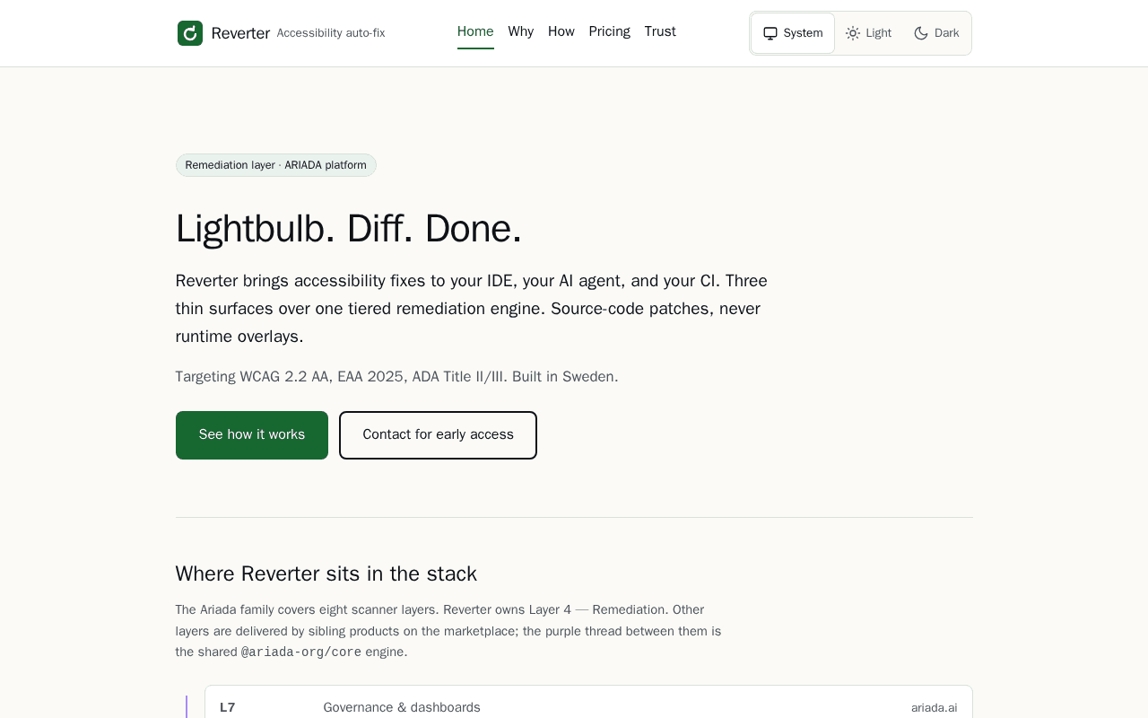 Screenshot of reverter.ai
