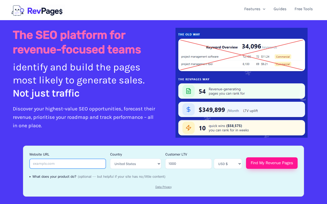 Screenshot of revpages.ai
