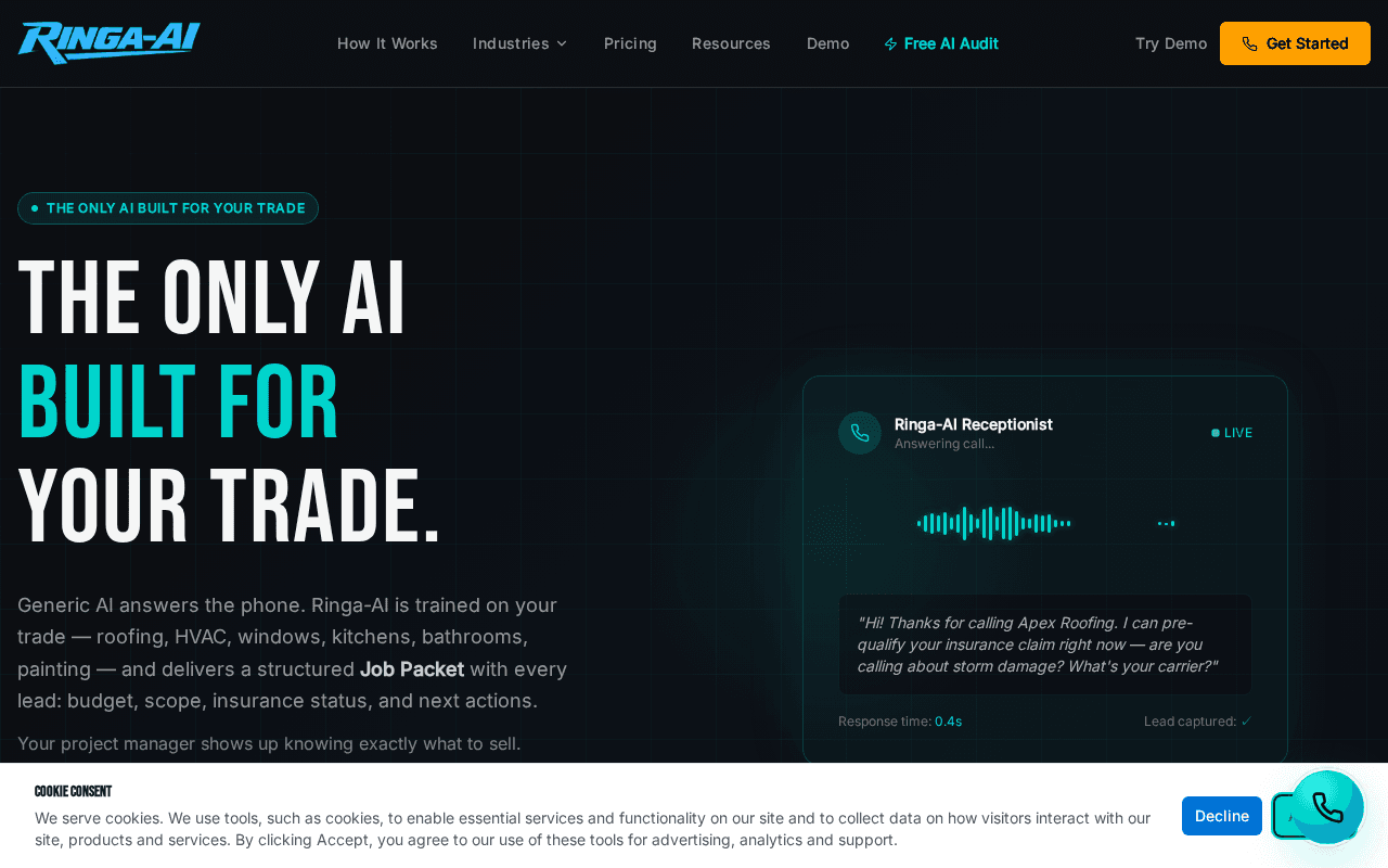 Screenshot of ringa-ai.ai