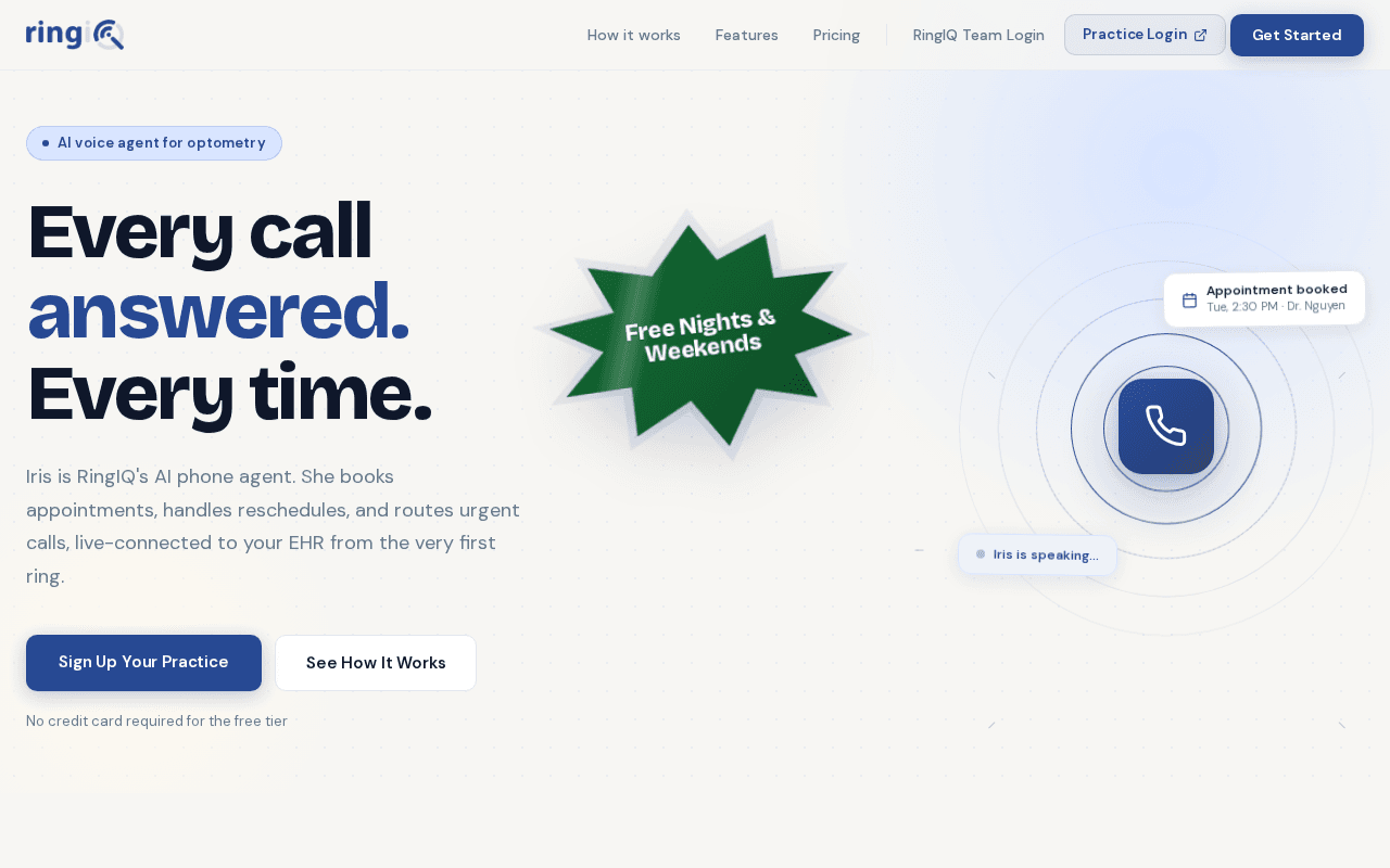 Screenshot of ringiq.ai