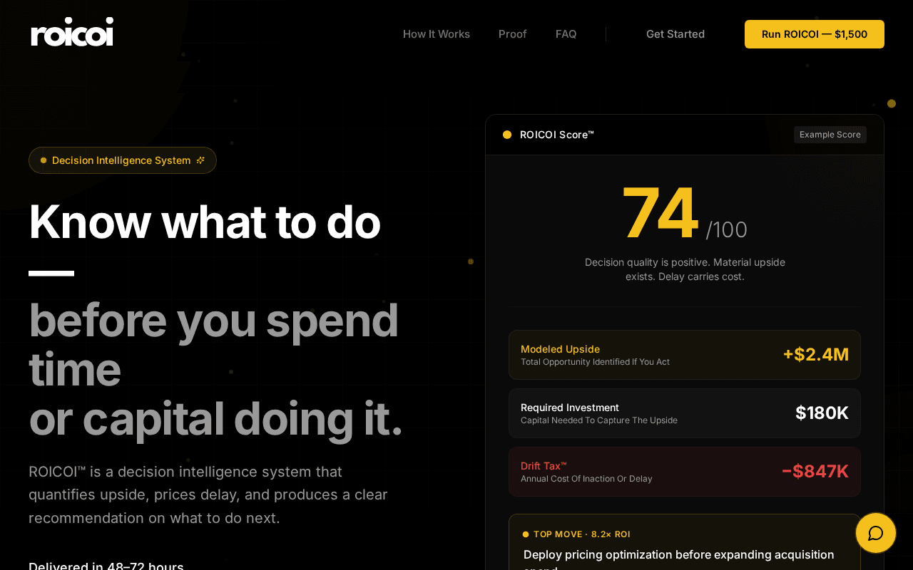 Screenshot of roicoi.ai