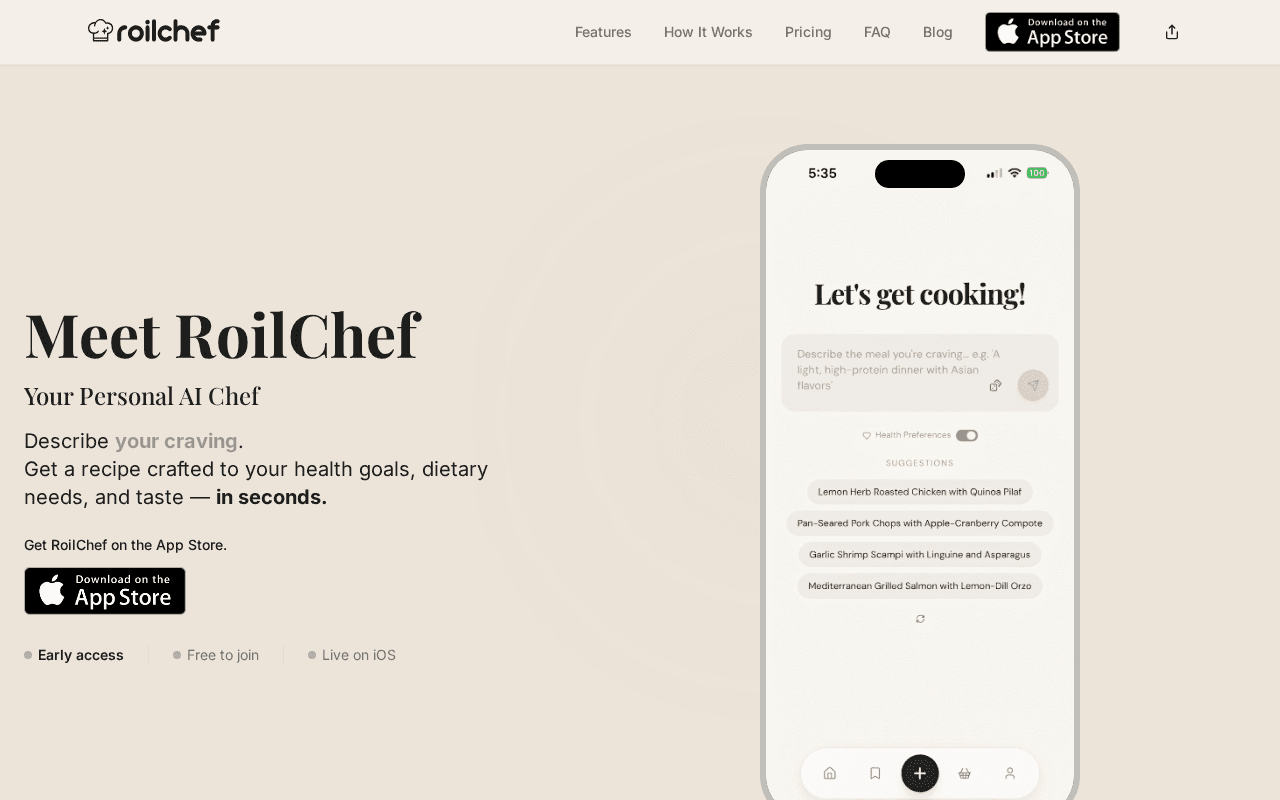 Screenshot of roilchef.ai