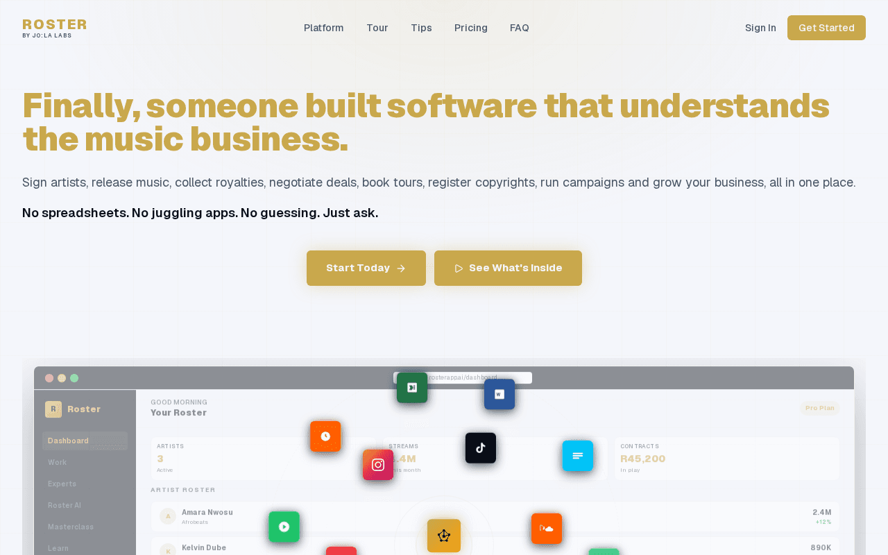Screenshot of rosterapp.ai