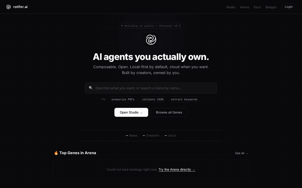 Screenshot of rotifer.ai