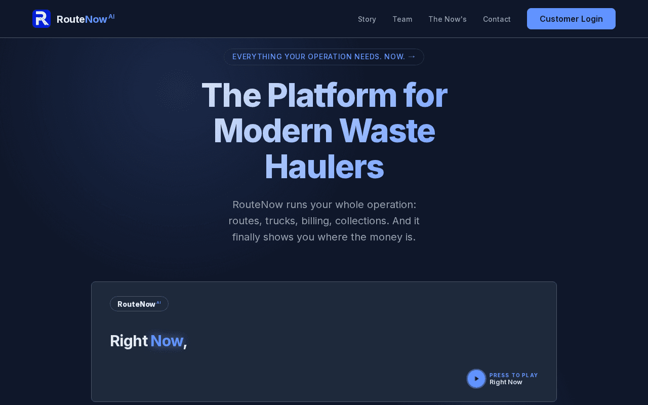 Screenshot of routenow.ai