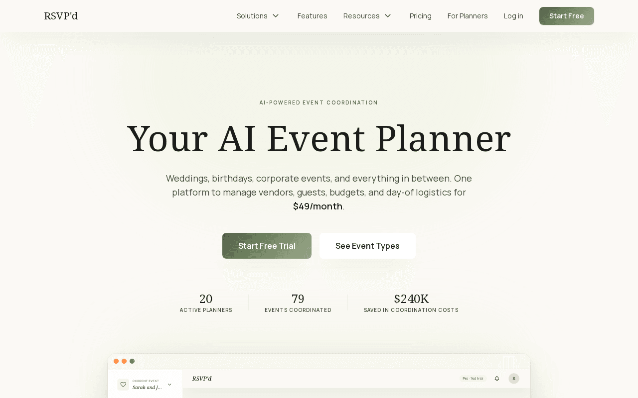 Screenshot of rsvpd.ai