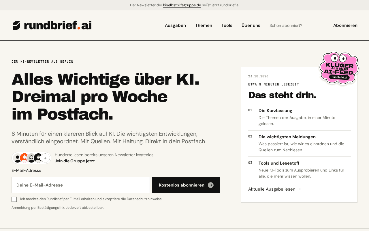 Screenshot of rundbrief.ai